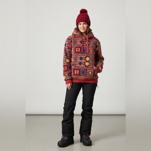 BRAVE SOUL Colourful Printed Sherpa Hoodie Sweater Womens XL Winter Outdoor Warm